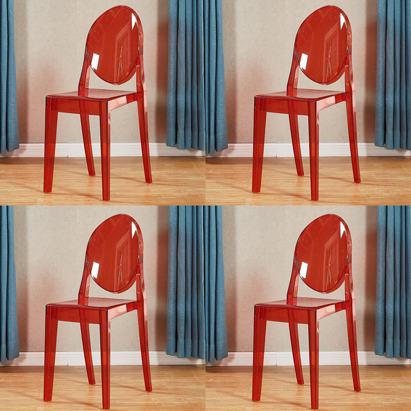 Silla lateral de acrílico moderna y contemporánea para comedor, silla con respaldo abierto