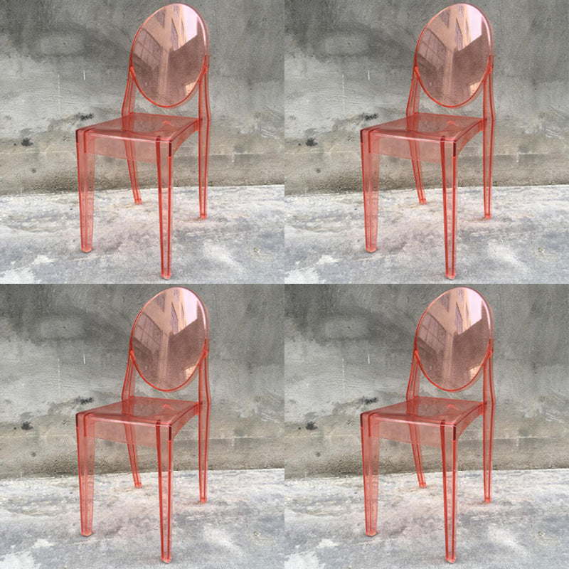 Silla lateral de acrílico moderna y contemporánea para comedor, silla con respaldo abierto