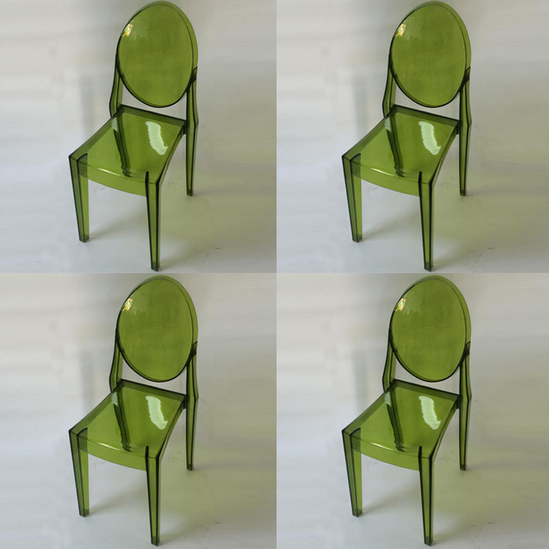 Silla lateral de acrílico moderna y contemporánea para comedor, silla con respaldo abierto