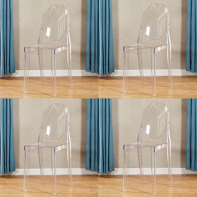 Silla lateral de acrílico moderna y contemporánea para comedor, silla con respaldo abierto