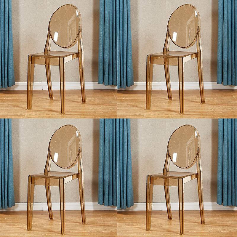 Silla lateral de acrílico moderna y contemporánea para comedor, silla con respaldo abierto