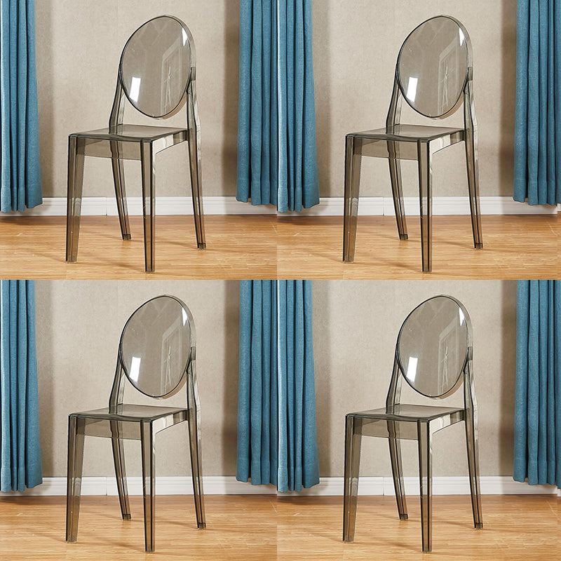 Silla lateral de acrílico moderna y contemporánea para comedor, silla con respaldo abierto