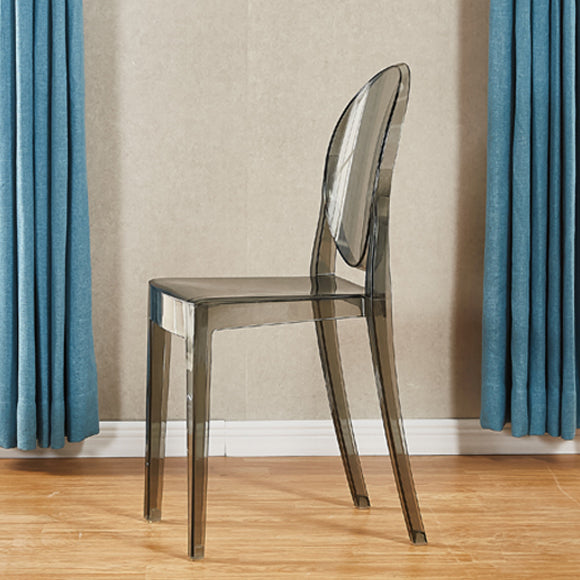Silla lateral de acrílico moderna y contemporánea para comedor, silla con respaldo abierto