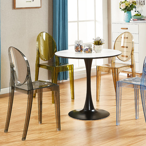 Silla lateral de acrílico moderna y contemporánea para comedor, silla con respaldo abierto