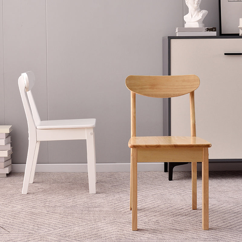 Chaise d'appoint scandinave à dossier ouvert en bois d'hévéa, chaise de salle à manger en bois naturel