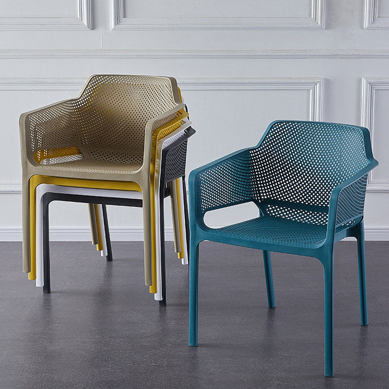 Eigentijdse eet- en accentstoelen matte afwerking plastic vaste achterstoel stoel
