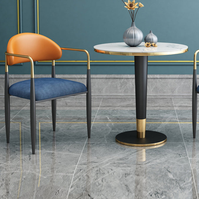 Silla de comedor tapizada con acabado mate y respaldo abierto contemporáneo para sala de conferencias