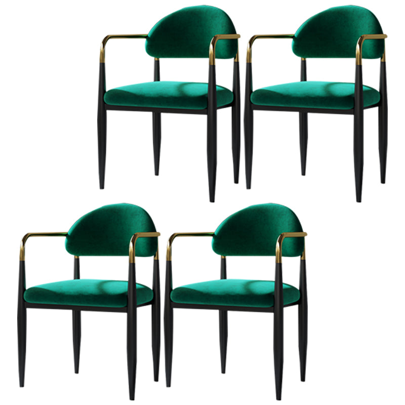 Contemporary Home Open Back Arm Chair Matte Finish Upholstered Dining Chair