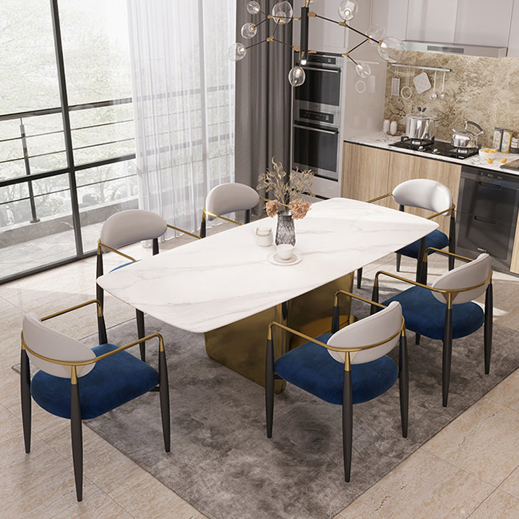 Contemporary Home Open Back Arm Chair Matte Finish Upholstered Dining Chair