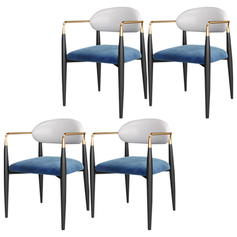 Contemporary Home Open Back Arm Chair Matte Finish Upholstered Dining Chair