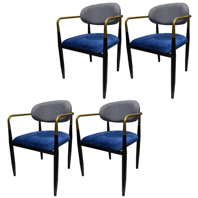 Contemporary Home Open Back Arm Chair Matte Finish Upholstered Dining Chair