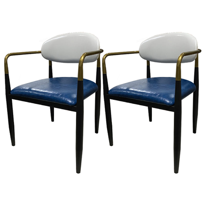 Contemporary Home Open Back Arm Chair Matte Finish Upholstered Dining Chair