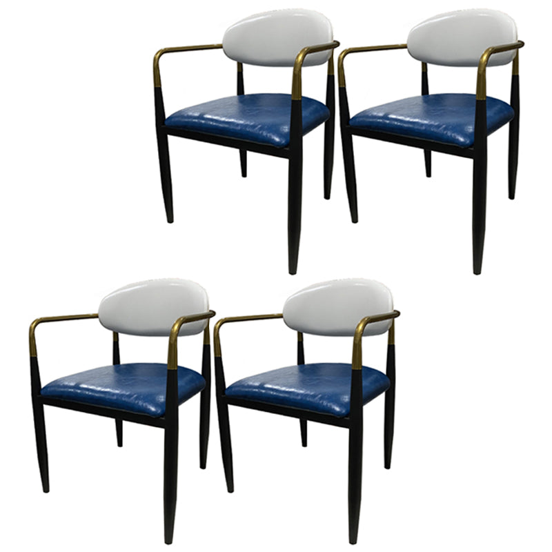 Contemporary Home Open Back Arm Chair Matte Finish Upholstered Dining Chair
