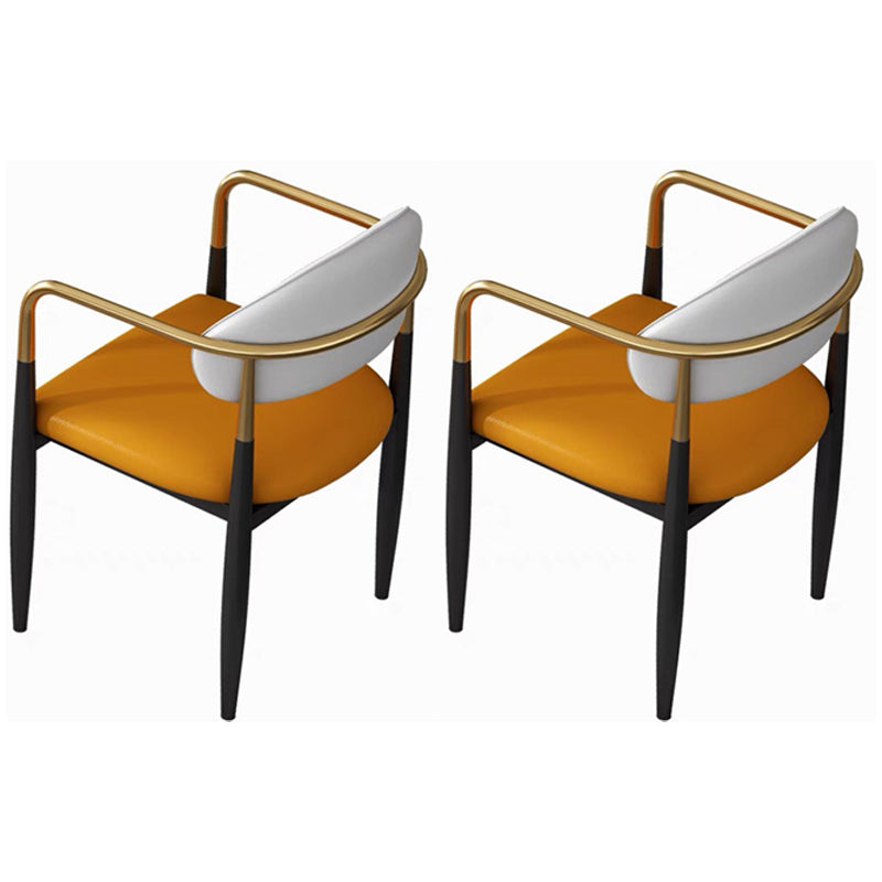 Contemporary Home Open Back Arm Chair Matte Finish Upholstered Dining Chair
