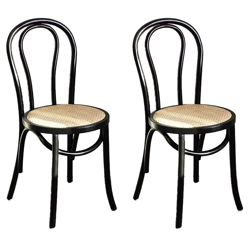 Zeitgenössisches Design Windsor Back Side Chairs Armless Holzbeinseitenstühle