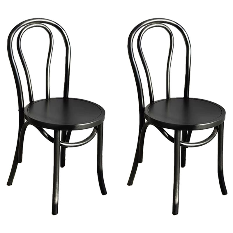 Zeitgenössisches Design Windsor Back Side Chairs Armless Holzbeinseitenstühle