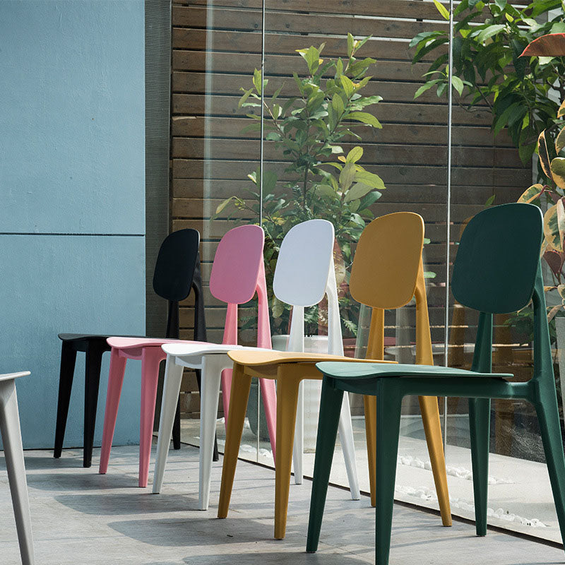 Silla sin brazos de comedor de plástico de estilo contemporáneo, respaldo abierto, sillas laterales para uso doméstico