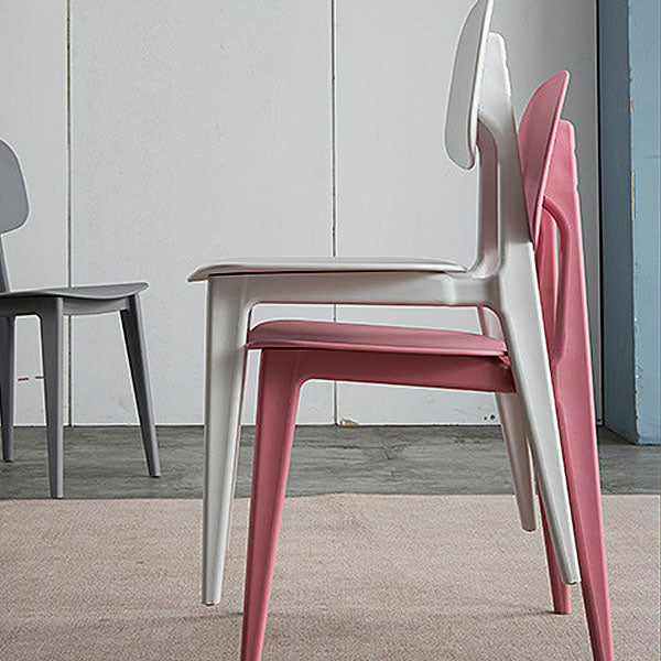Silla sin brazos de comedor de plástico de estilo contemporáneo, respaldo abierto, sillas laterales para uso doméstico