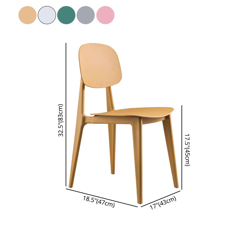 Silla sin brazos de comedor de plástico de estilo contemporáneo, respaldo abierto, sillas laterales para uso doméstico