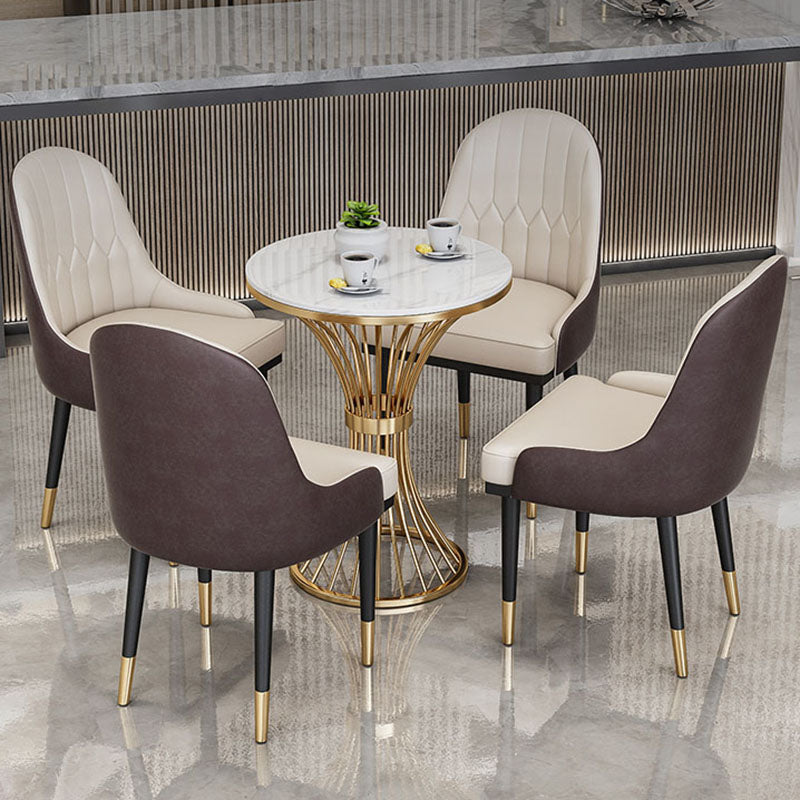 Glam Metal Dining Room Chair Armless Parsons Chair for Restaurant Use
