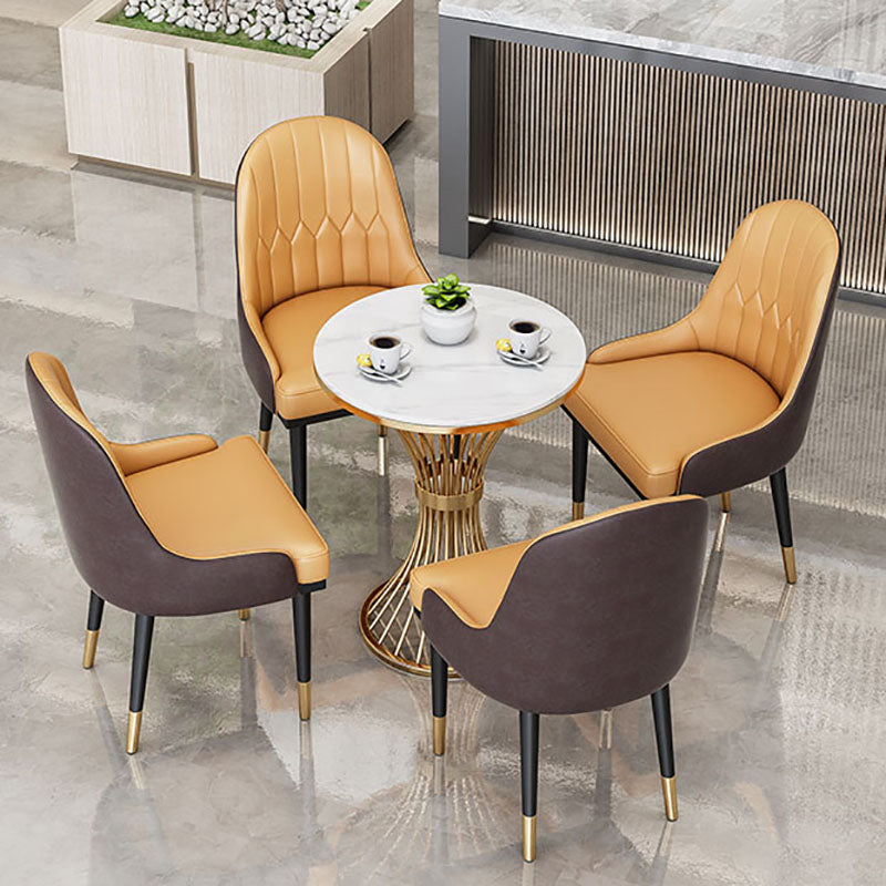 Glam Metal Dining Room Chair Armless Parsons Chair for Restaurant Use