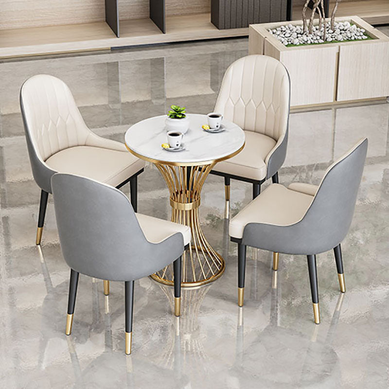 Glam Metal Dining Room Chair Armless Parsons Chair for Restaurant Use