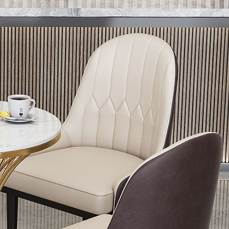 Glam Metal Dining Room Chair Armless Parsons Chair for Restaurant Use