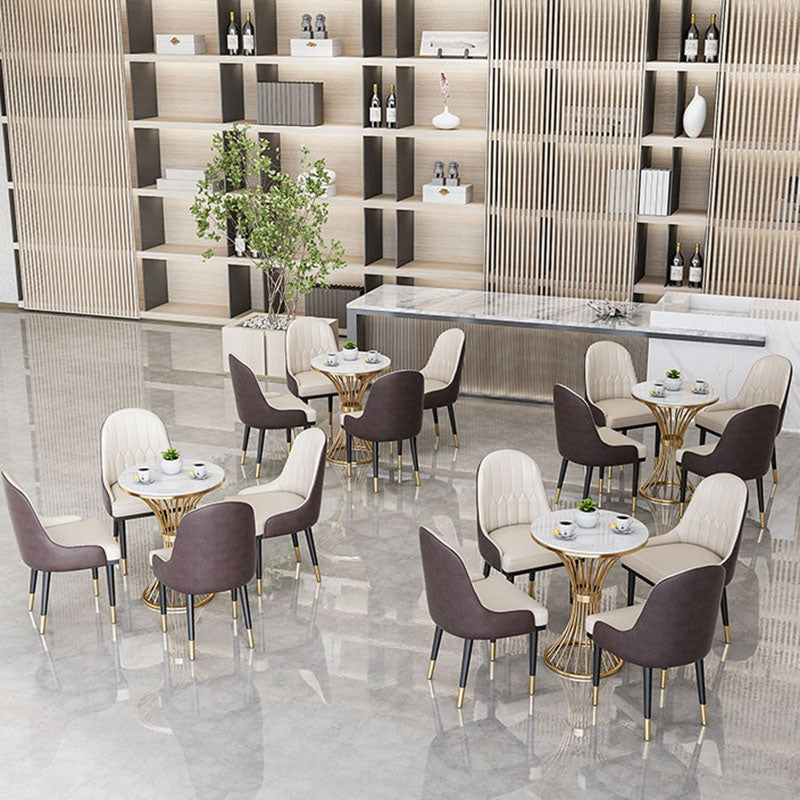 Glam Metal Dining Room Chair Armless Parsons Chair for Restaurant Use