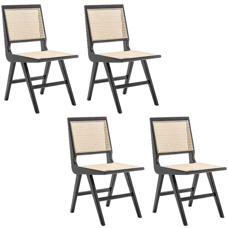 Sillas laterales de mimbre de diseño minimalista con respaldo abierto que cena la silla lateral