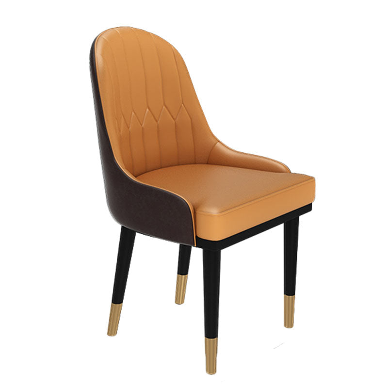 Silla de comedor de metal Glam, sillas de comedor tapizadas sin brazos para uso en restaurantes