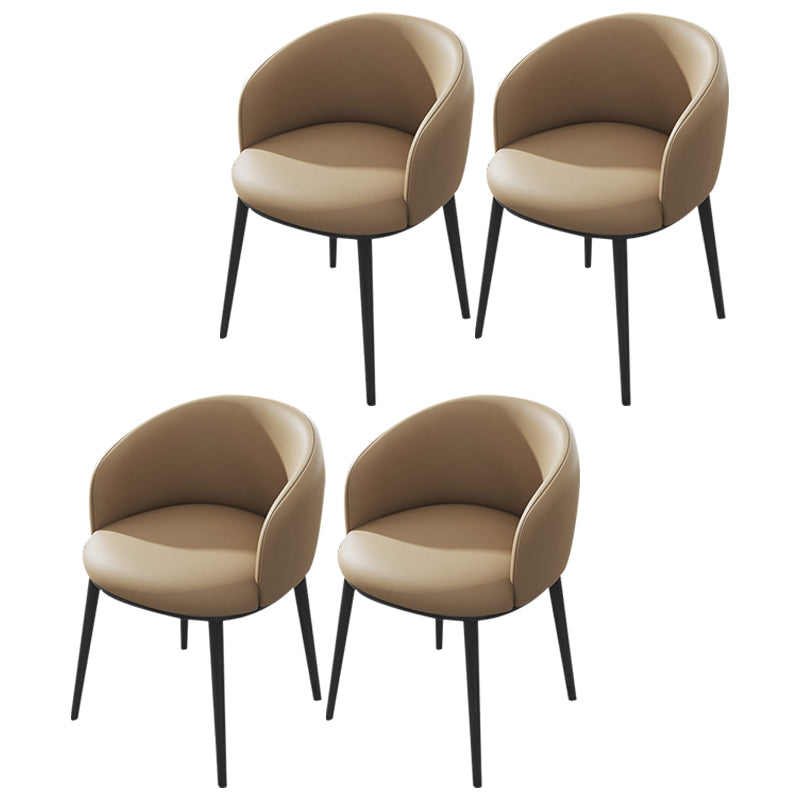 Silla de comedor tapizada moderna con respaldo sólido y acabado mate