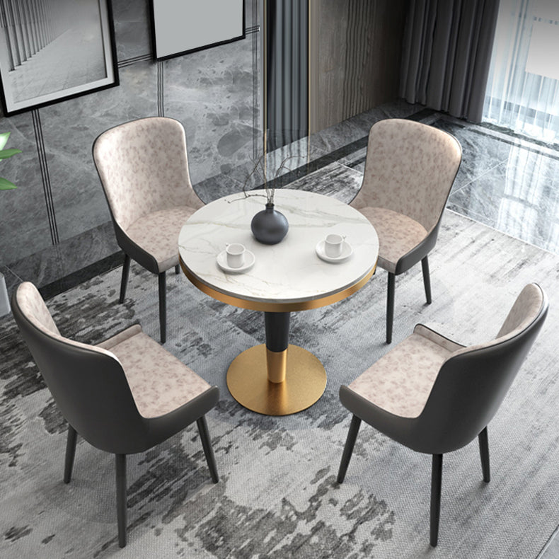 1/2/3/4/5 Pcs Metal Modern Dining Set with Round Dining Table Dinette Set
