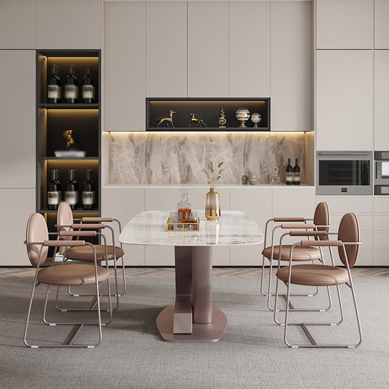 Luxury 1/4/5/7 Pieces Rectangle Dining Set Sintered Stone Dining Table Set for Kitchen