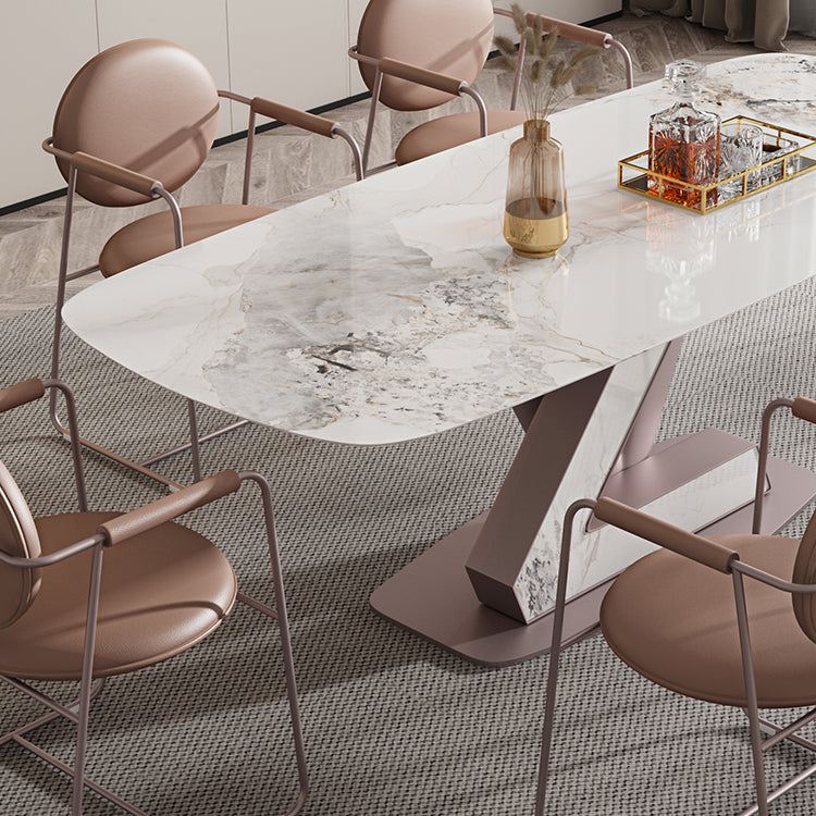 Luxury 1/4/5/7 Pieces Rectangle Dining Set Sintered Stone Dining Table Set for Kitchen