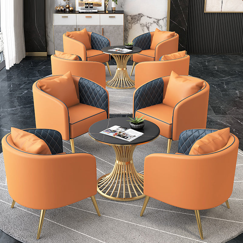 1/5 Pcs Metal Glam Style Dining Room Set with Round Table and Pedestal Base Dining Set