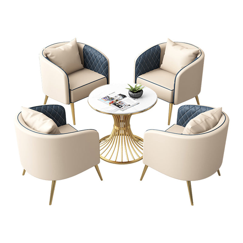 1/5 Pcs Metal Glam Style Dining Room Set with Round Table and Pedestal Base Dining Set