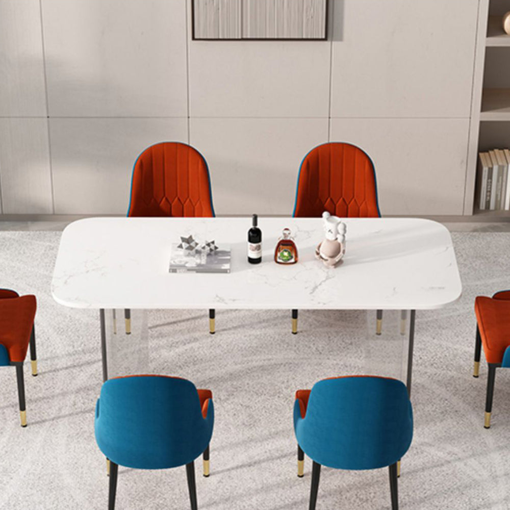 1/2/5/7 Pieces Modern Dining Set with Rectangle Table and Red Chairs Dinette Set