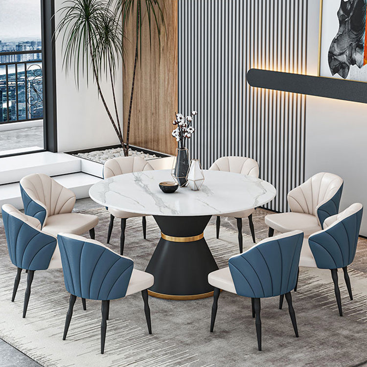 1/2/7/9 Pcs Metal Modern Dining Room Set with Round Indoor Table Dining Set
