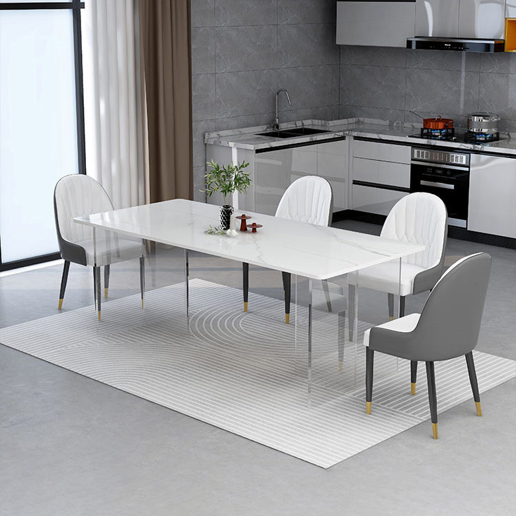 Modern 1/4/5 Pieces Dining Set with Sintered Stone Table and Leather Chairs Dinette Set
