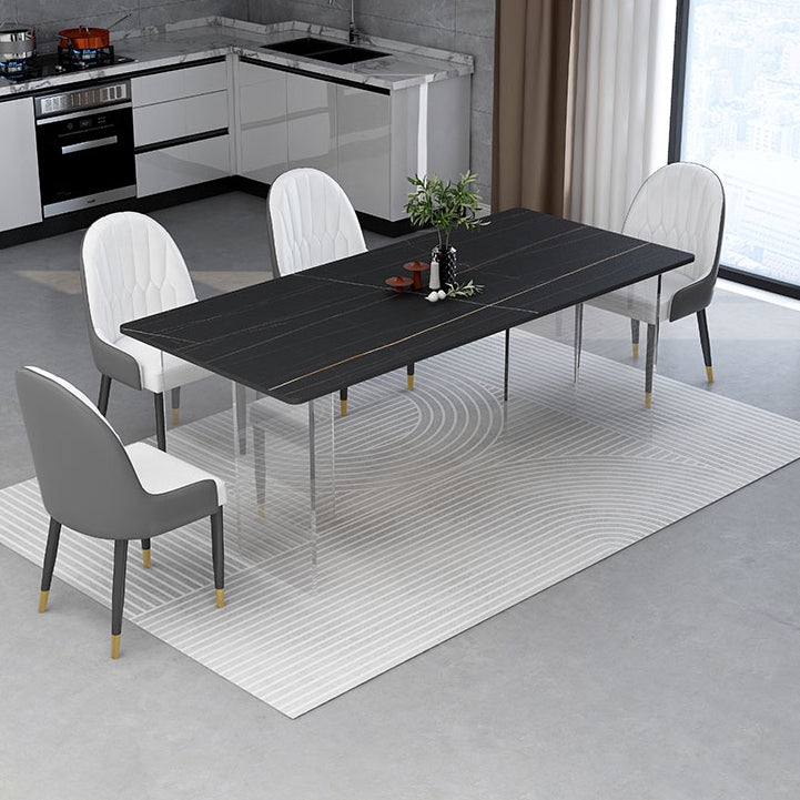 Modern 1/4/5 Pieces Dining Set with Sintered Stone Table and Leather Chairs Dinette Set