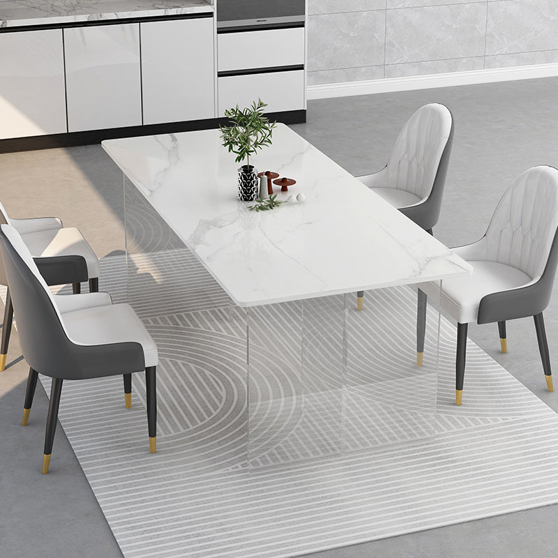 Modern 1/4/5 Pieces Dining Set with Sintered Stone Table and Leather Chairs Dinette Set