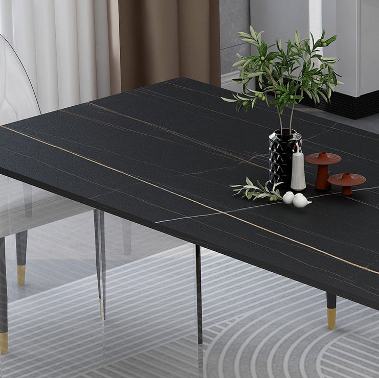 Modern 1/4/5 Pieces Dining Set with Sintered Stone Table and Leather Chairs Dinette Set