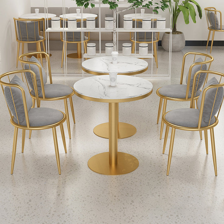 1/3 Pcs Metal Glam Dining Room Set with Round Table and Pedestal Base Dining Set