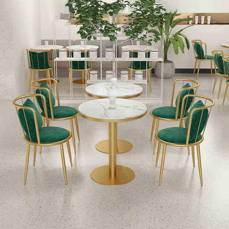1/3 Pcs Metal Glam Dining Room Set with Round Table and Pedestal Base Dining Set