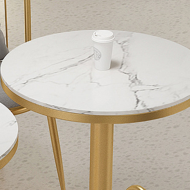 1/3 Pcs Metal Glam Dining Room Set with Round Table and Pedestal Base Dining Set