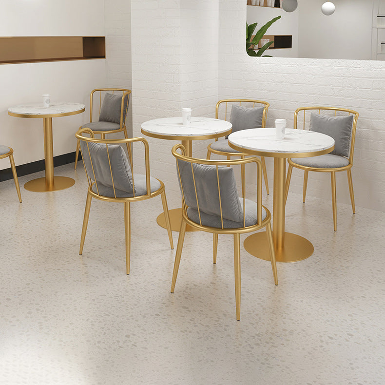 1/3 Pcs Metal Glam Dining Room Set with Round Table and Pedestal Base Dining Set