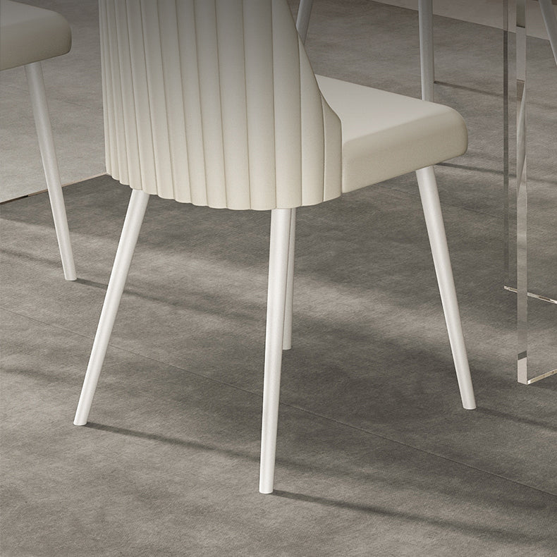 Modern 1/2/5/7 Pieces Rectangle Dining Set Sintered Stone Top Table with Leather Chairs