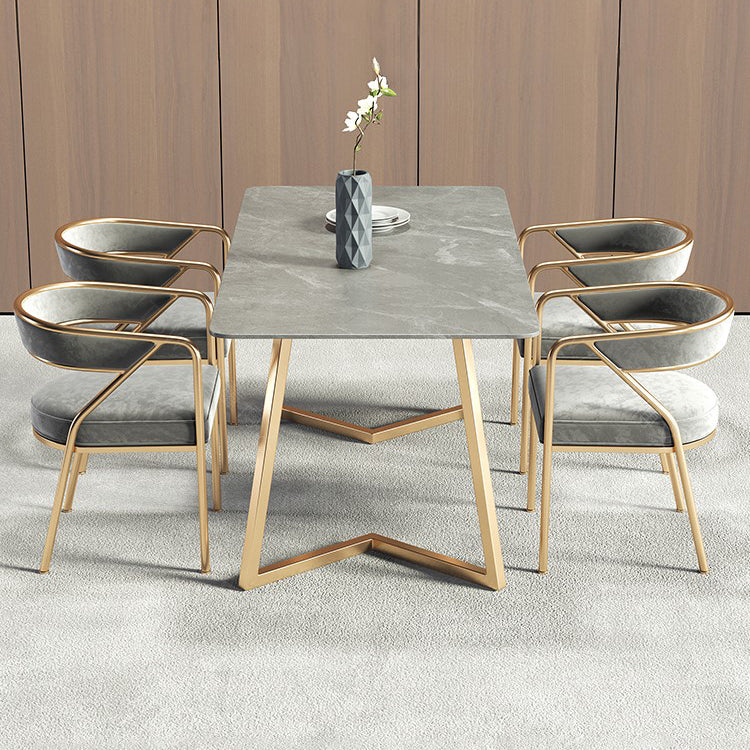 1/4/5/7 Pcs Metal Scandinavian Dining Room Set with Rectangle Table Dining Set