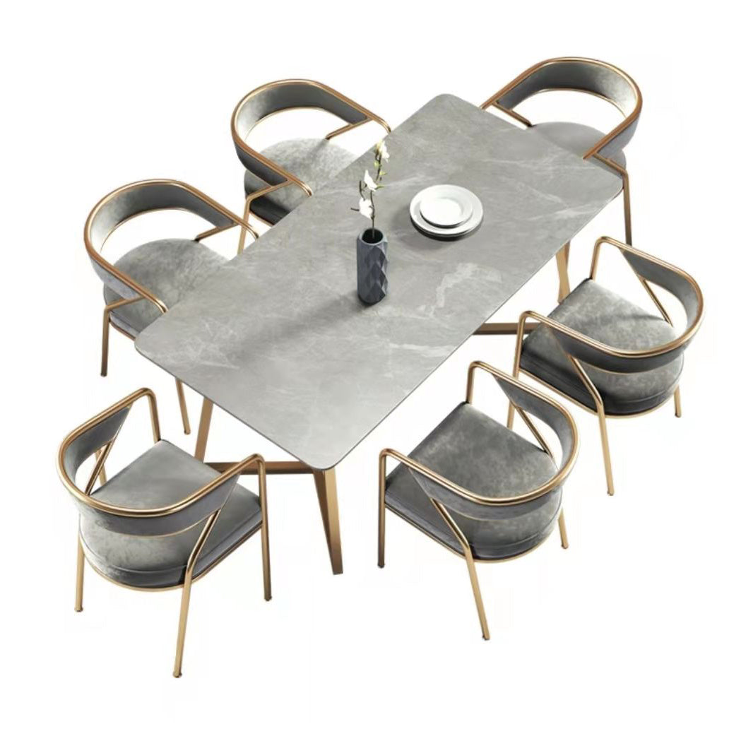1/4/5/7 Pcs Metal Scandinavian Dining Room Set with Rectangle Table Dining Set