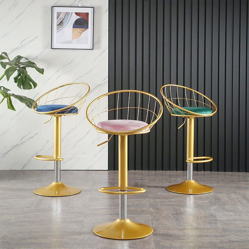 Taburete de bar ajustable Glam, taburete de bar con respaldo y reposapiés y giratorio